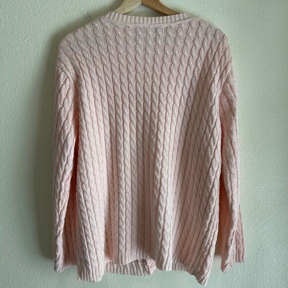 Bedford Fair Cardigan Sweater Cable Knit Pink SZL - Picture 2 of 10